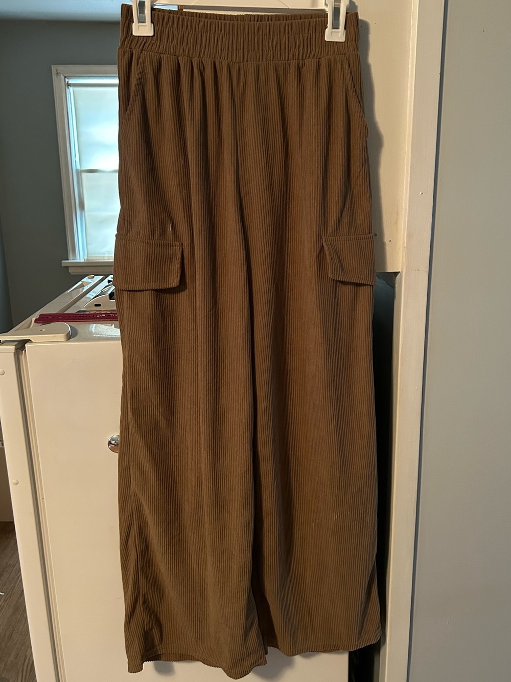 Niu Niu Studio Brown Ribbed High Waisted Wide Leg Pants Small